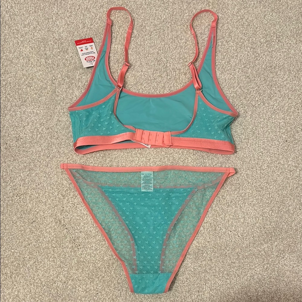Parade Teal and Coral Lingerie Set - Picture 2 of 4